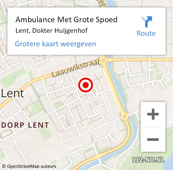 Locatie op kaart van de 112 melding: Ambulance Met Grote Spoed Naar Lent, Dokter Huijgenhof op 9 december 2014 07:06