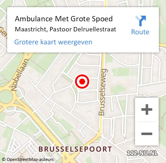 Locatie op kaart van de 112 melding: Ambulance Met Grote Spoed Naar Maastricht, Pastoor Delruellestraat op 9 december 2014 07:17