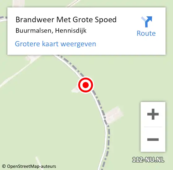 Locatie op kaart van de 112 melding: Brandweer Met Grote Spoed Naar Buurmalsen, Hennisdijk op 9 december 2014 07:50