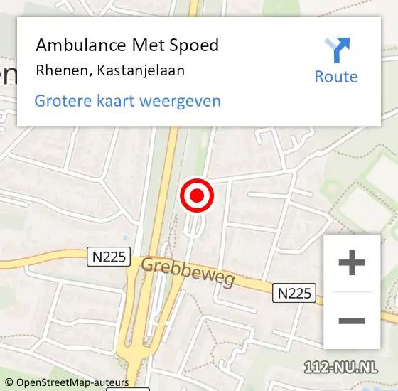 Locatie op kaart van de 112 melding: Ambulance Met Spoed Naar Rhenen, Kastanjelaan op 9 december 2014 07:59