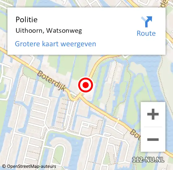 Locatie op kaart van de 112 melding: Politie Uithoorn, Watsonweg op 9 december 2014 08:38