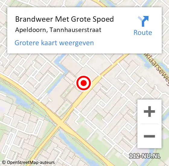 Locatie op kaart van de 112 melding: Brandweer Met Grote Spoed Naar Apeldoorn, Tannhauserstraat op 9 december 2014 09:04