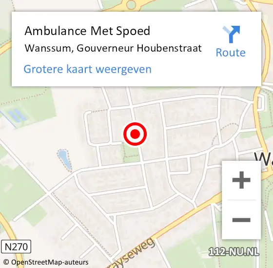 Locatie op kaart van de 112 melding: Ambulance Met Spoed Naar Wanssum, Gouverneur Houbenstraat op 9 december 2014 09:16