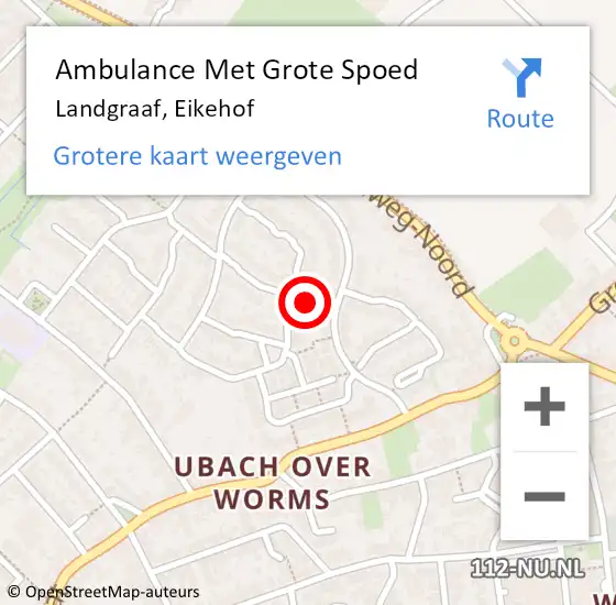 Locatie op kaart van de 112 melding: Ambulance Met Grote Spoed Naar Landgraaf, Eikehof op 9 december 2014 09:38