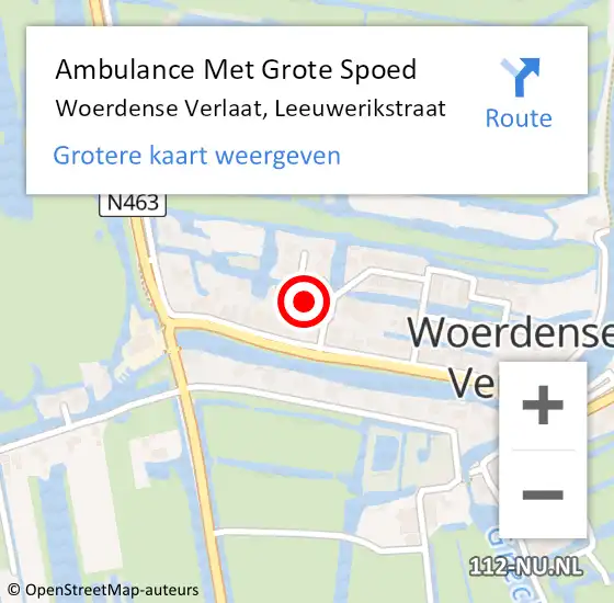 Locatie op kaart van de 112 melding: Ambulance Met Grote Spoed Naar Woerdense Verlaat, Leeuwerikstraat op 9 december 2014 09:46