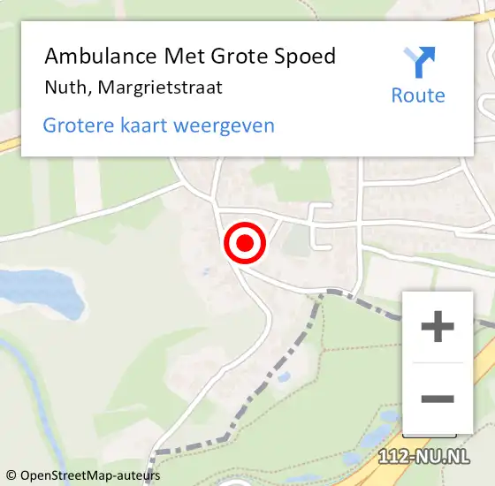 Locatie op kaart van de 112 melding: Ambulance Met Grote Spoed Naar Nuth, Margrietstraat op 9 december 2014 10:14