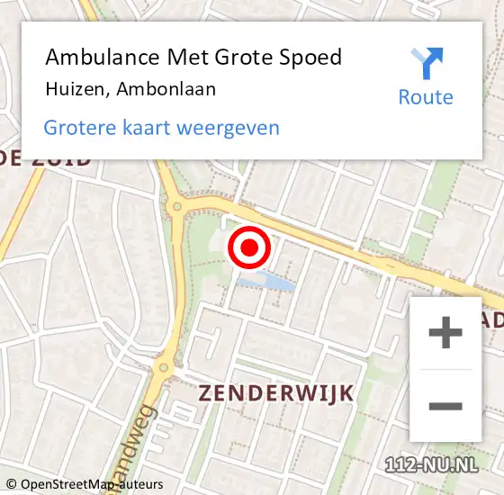Locatie op kaart van de 112 melding: Ambulance Met Grote Spoed Naar Huizen, Ambonlaan op 9 december 2014 10:16