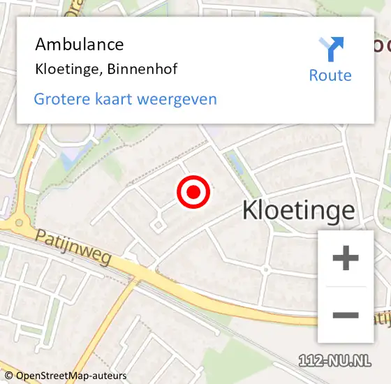 Locatie op kaart van de 112 melding: Ambulance Kloetinge, Binnenhof op 9 december 2014 10:16