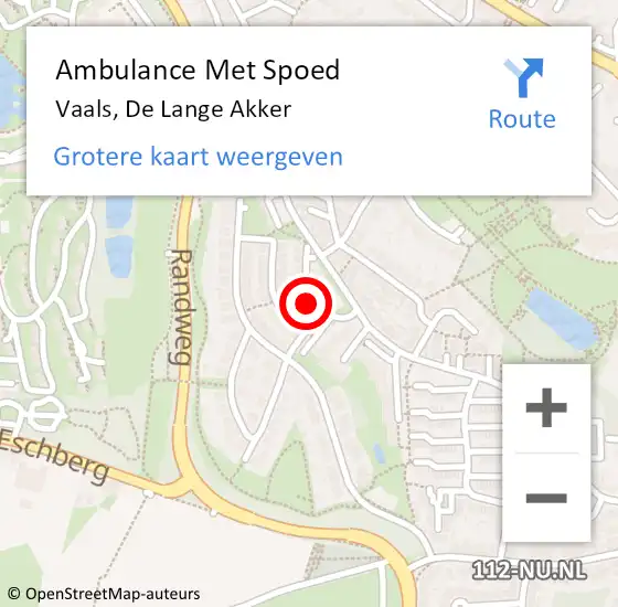 Locatie op kaart van de 112 melding: Ambulance Met Spoed Naar Vaals, De Lange Akker op 9 december 2014 10:24