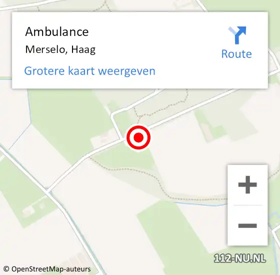 Locatie op kaart van de 112 melding: Ambulance Merselo, Haag op 9 december 2014 10:35