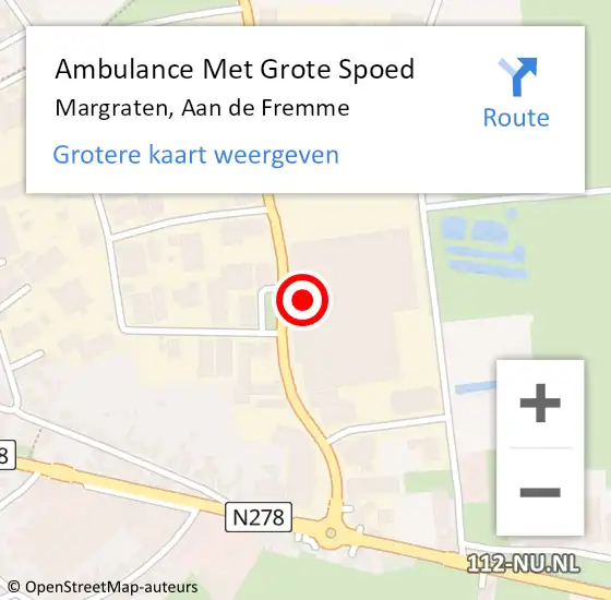 Locatie op kaart van de 112 melding: Ambulance Met Grote Spoed Naar Margraten, Aan de Fremme op 9 december 2014 10:39