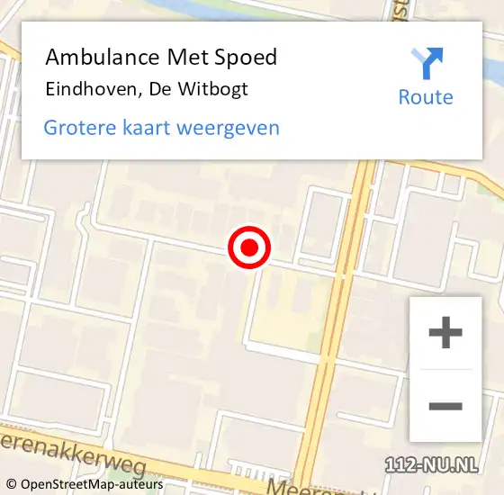 Locatie op kaart van de 112 melding: Ambulance Met Spoed Naar Eindhoven, De Witbogt op 9 december 2014 10:50