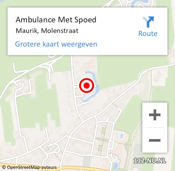 Locatie op kaart van de 112 melding: Ambulance Met Spoed Naar Maurik, Molenstraat op 9 december 2014 11:05