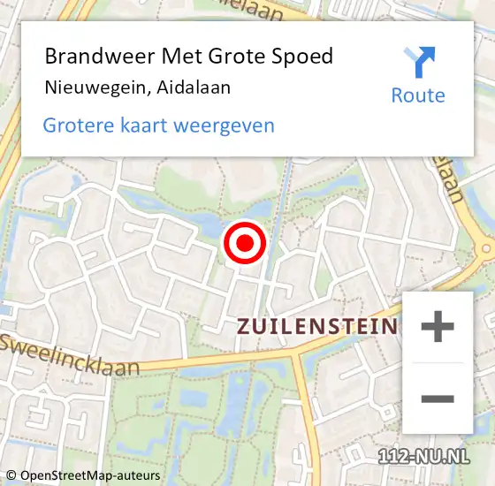 Locatie op kaart van de 112 melding: Brandweer Met Grote Spoed Naar Nieuwegein, Aidalaan op 9 december 2014 11:05