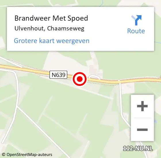 Locatie op kaart van de 112 melding: Brandweer Met Spoed Naar Ulvenhout, Chaamseweg op 9 december 2014 11:21