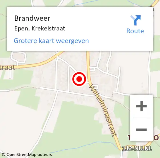 Locatie op kaart van de 112 melding: Brandweer Epen, Krekelstraat op 9 december 2014 11:29