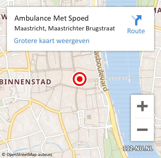 Locatie op kaart van de 112 melding: Ambulance Met Spoed Naar Maastricht, Maastrichter Brugstraat op 9 december 2014 11:52