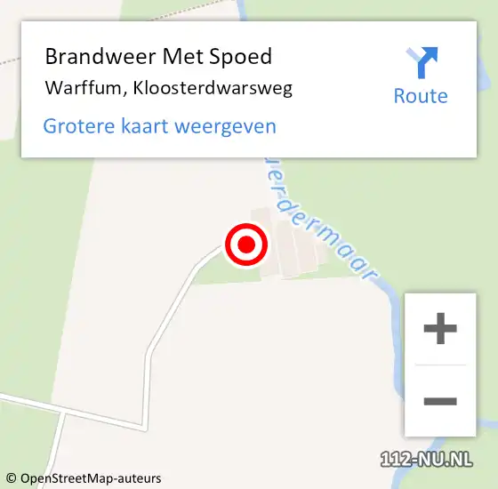 Locatie op kaart van de 112 melding: Brandweer Met Spoed Naar Warffum, Kloosterdwarsweg op 9 december 2014 12:15