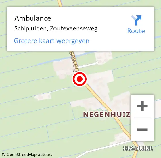 Locatie op kaart van de 112 melding: Ambulance Schipluiden, Zouteveenseweg op 9 december 2014 12:19