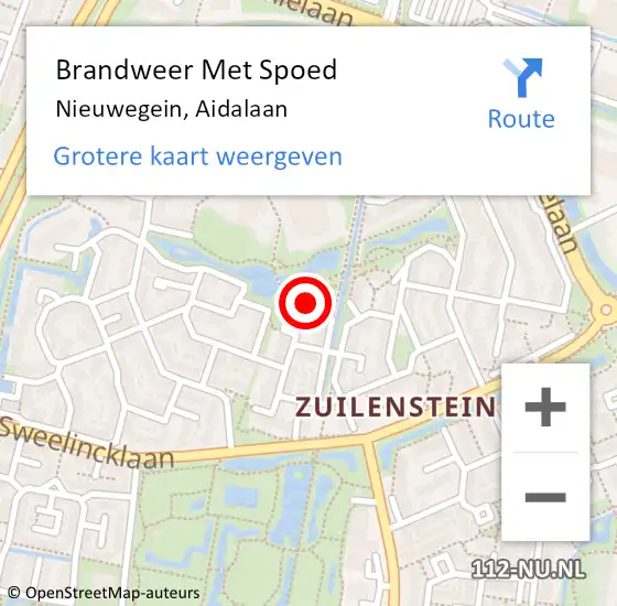 Locatie op kaart van de 112 melding: Brandweer Met Spoed Naar Nieuwegein, Aidalaan op 9 december 2014 12:35