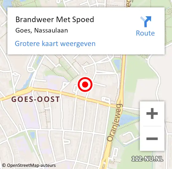 Locatie op kaart van de 112 melding: Brandweer Met Spoed Naar Goes, Nassaulaan op 9 december 2014 12:37