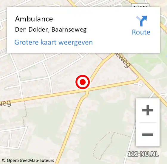 Locatie op kaart van de 112 melding: Ambulance Den Dolder, Baarnseweg op 9 december 2014 12:38