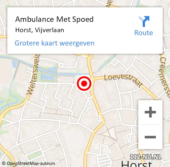 Locatie op kaart van de 112 melding: Ambulance Met Spoed Naar Horst, Vijverlaan op 9 december 2014 12:47