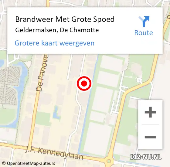 Locatie op kaart van de 112 melding: Brandweer Met Grote Spoed Naar Geldermalsen, De Chamotte op 9 december 2014 13:24