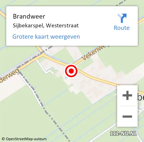 Locatie op kaart van de 112 melding: Brandweer Sijbekarspel, Westerstraat op 9 december 2014 13:32