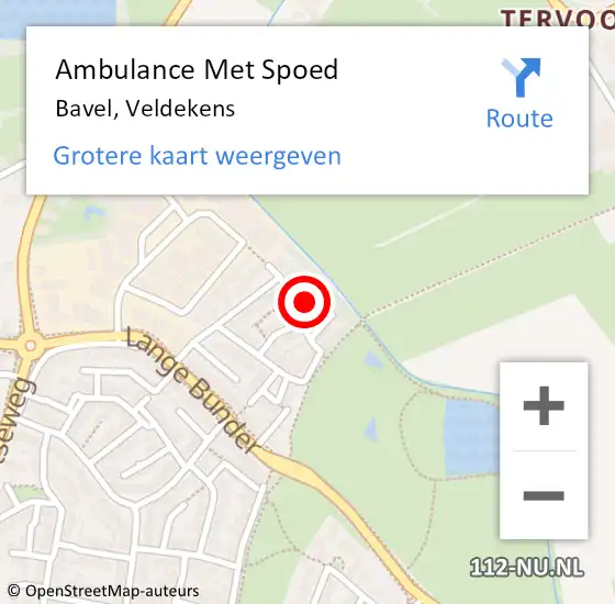 Locatie op kaart van de 112 melding: Ambulance Met Spoed Naar Bavel, Veldekens op 9 december 2014 13:42