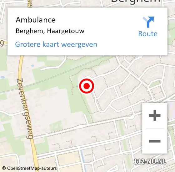 Locatie op kaart van de 112 melding: Ambulance Berghem, Haargetouw op 9 december 2014 14:04