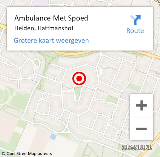 Locatie op kaart van de 112 melding: Ambulance Met Spoed Naar Helden, Haffmanshof op 9 december 2014 14:22