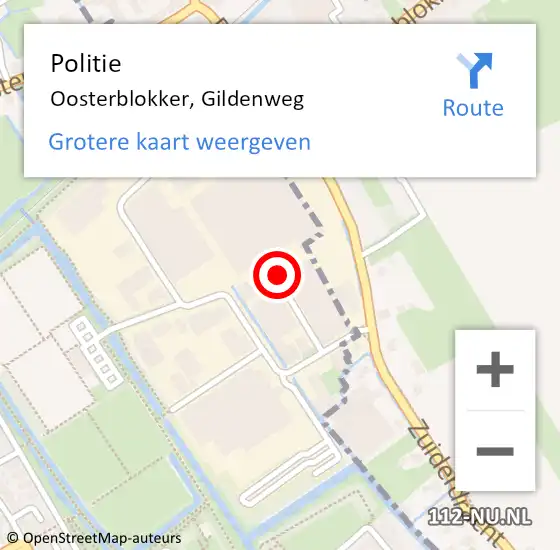 Locatie op kaart van de 112 melding: Politie Oosterblokker, Gildenweg op 9 december 2014 15:23