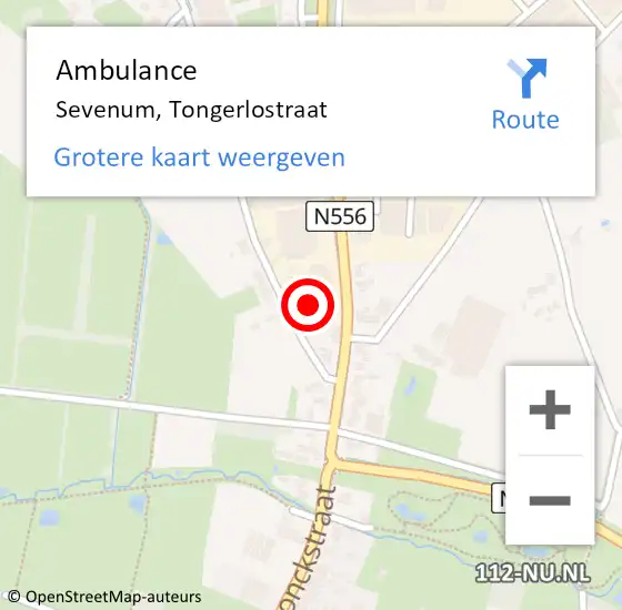 Locatie op kaart van de 112 melding: Ambulance Sevenum, Tongerlostraat op 9 december 2014 15:35