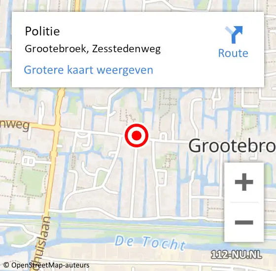 Locatie op kaart van de 112 melding: Politie Grootebroek, Zesstedenweg op 9 december 2014 15:40