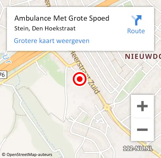 Locatie op kaart van de 112 melding: Ambulance Met Grote Spoed Naar Stein, Den Hoekstraat op 23 oktober 2013 17:40