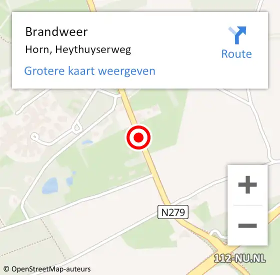 Locatie op kaart van de 112 melding: Brandweer Horn, Heythuyserweg op 9 december 2014 17:12