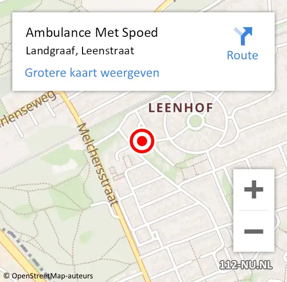 Locatie op kaart van de 112 melding: Ambulance Met Spoed Naar Landgraaf, Leenstraat op 9 december 2014 17:31