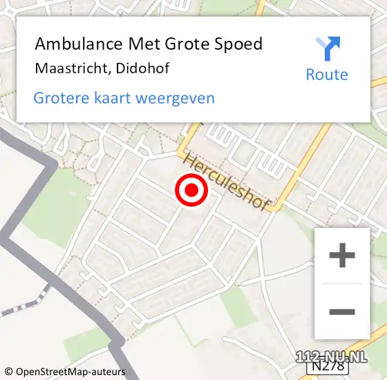 Locatie op kaart van de 112 melding: Ambulance Met Grote Spoed Naar Maastricht, Didohof op 9 december 2014 17:38