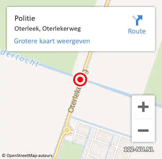 Locatie op kaart van de 112 melding: Politie Oterleek, Oterlekerweg op 9 december 2014 17:41