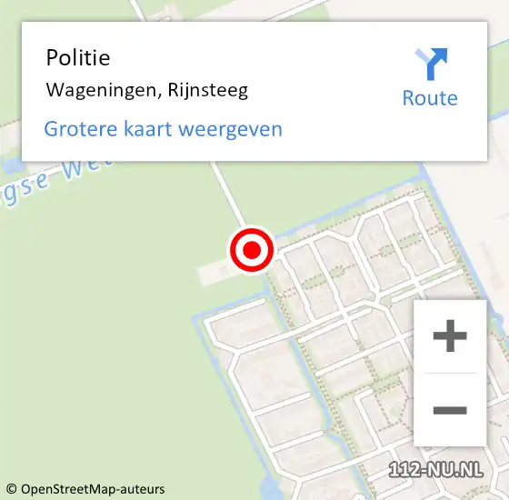 Locatie op kaart van de 112 melding: Politie Wageningen, Rijnsteeg op 9 december 2014 17:56