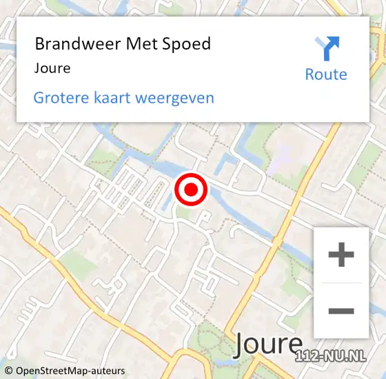 Locatie op kaart van de 112 melding: Brandweer Met Spoed Naar Joure op 9 december 2014 17:59