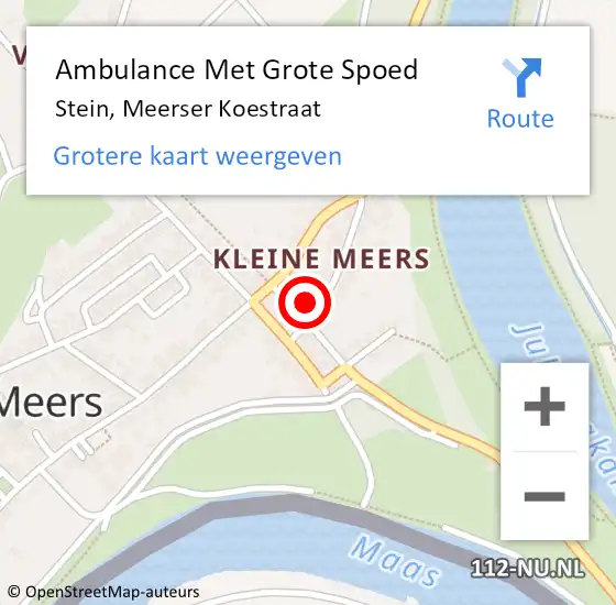 Locatie op kaart van de 112 melding: Ambulance Met Grote Spoed Naar Stein, Meerser Koestraat op 9 december 2014 18:22