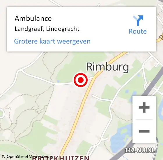 Locatie op kaart van de 112 melding: Ambulance Landgraaf, Lindegracht op 9 december 2014 18:43