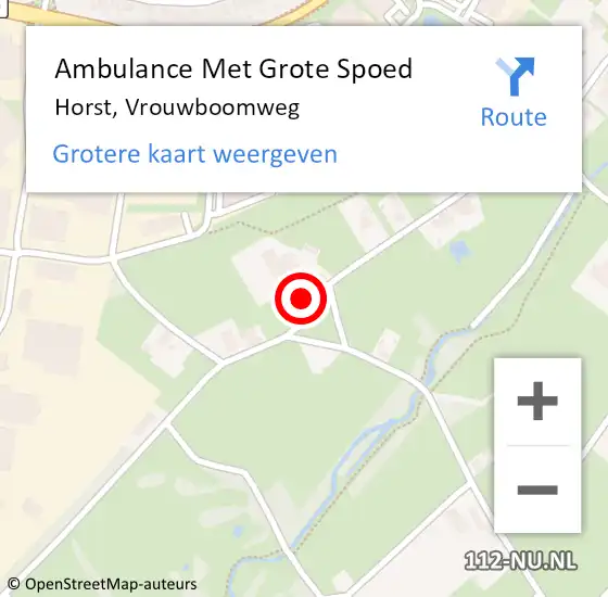 Locatie op kaart van de 112 melding: Ambulance Met Grote Spoed Naar Horst, Vrouwboomweg op 9 december 2014 18:46