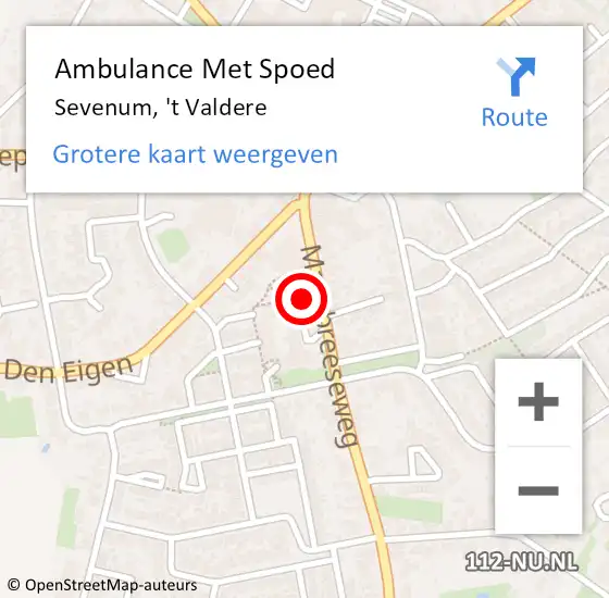 Locatie op kaart van de 112 melding: Ambulance Met Spoed Naar Sevenum, 't Valdere op 9 december 2014 19:02