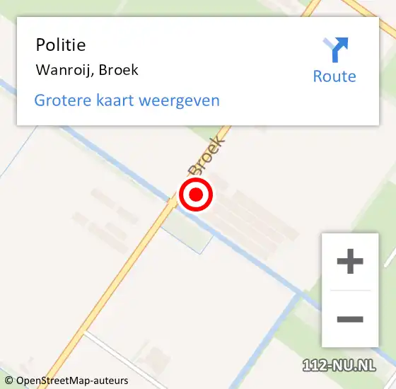 Locatie op kaart van de 112 melding: Politie Wanroij, Broek op 9 december 2014 19:10