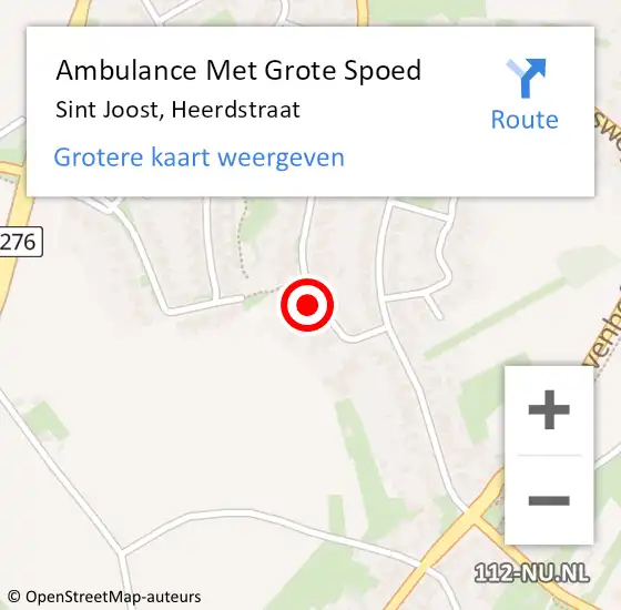 Locatie op kaart van de 112 melding: Ambulance Met Grote Spoed Naar Sint Joost, Heerdstraat op 9 december 2014 19:21