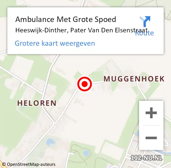 Locatie op kaart van de 112 melding: Ambulance Met Grote Spoed Naar Heeswijk-Dinther, Pater Van Den Elsenstraat op 9 december 2014 19:28