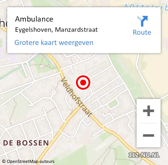 Locatie op kaart van de 112 melding: Ambulance Eygelshoven, Manzardstraat op 9 december 2014 19:28